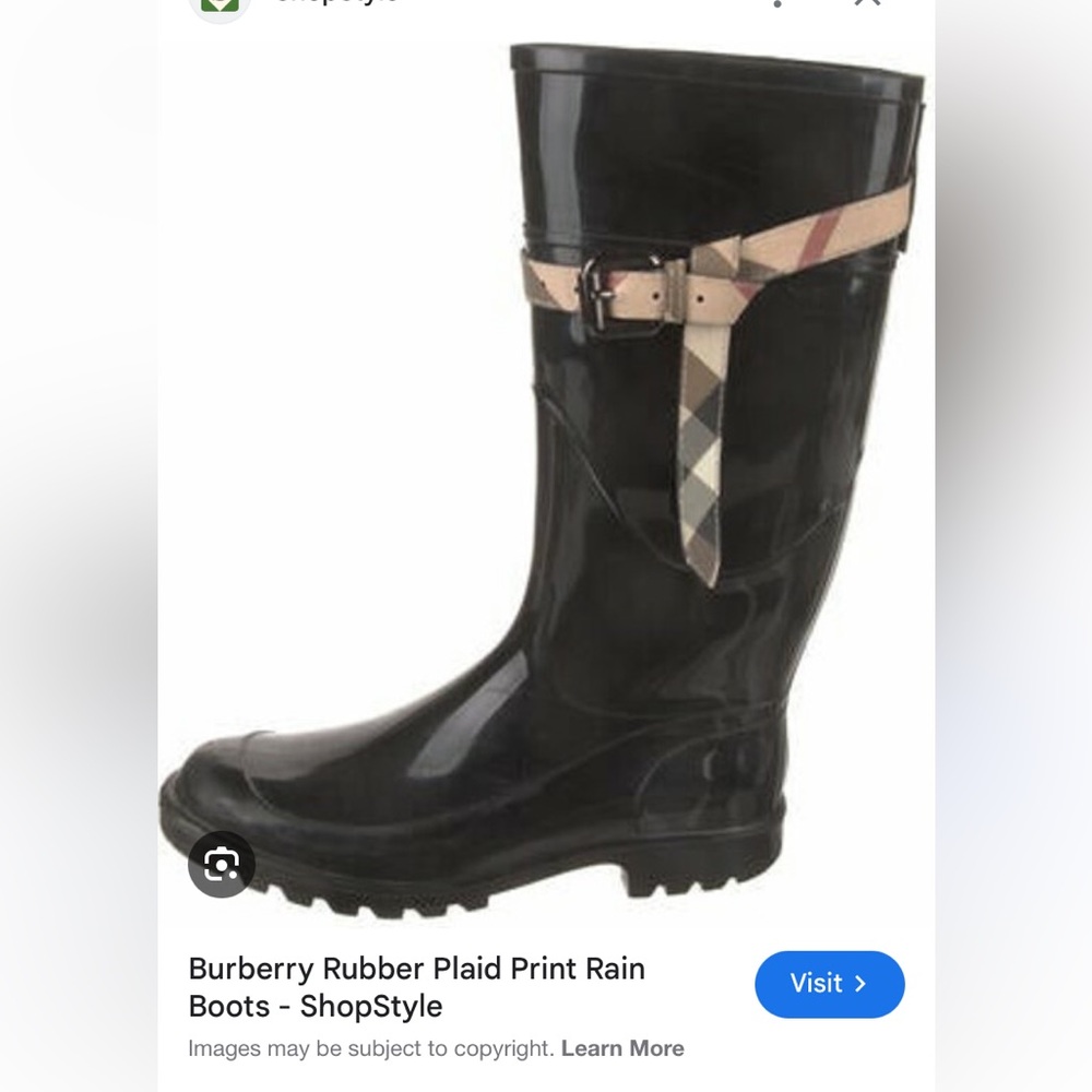 Burberry black rain boots Kenyon nova check belt